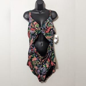NWT Women's Time and Tru Size 2X Tropical Ring One Piece Swimsuit